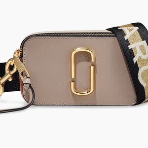 Marc Jacobs Taupe Crossbody Bag with Gold Accents